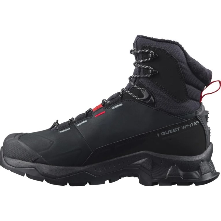 Salomon Quest Winter Thinsulate Climasalomon Waterproof Men's Winter Boots Black | 410-MZLPEN