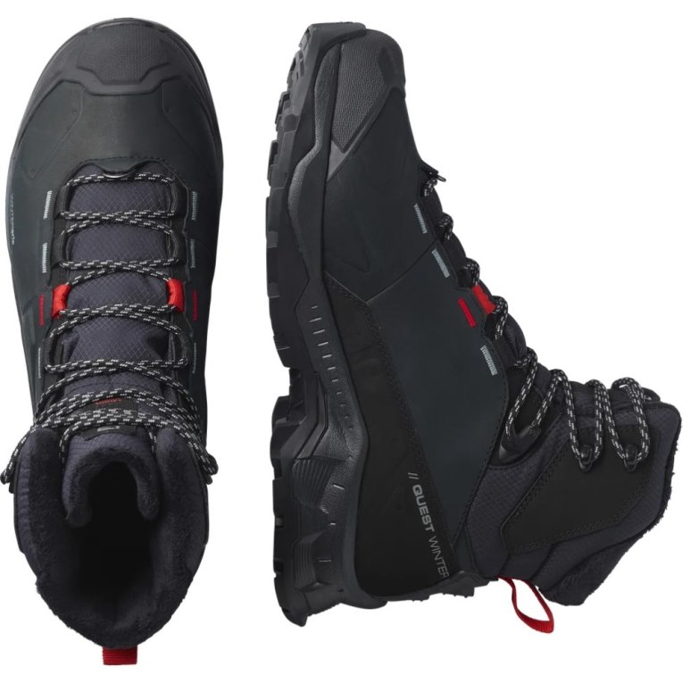 Salomon Quest Winter Thinsulate Climasalomon Waterproof Men's Winter Boots Black | 410-MZLPEN