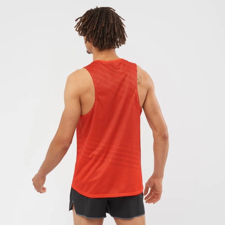 Salomon Sense Aero Singlet Men's Tanks Red | 219-PVLKYT