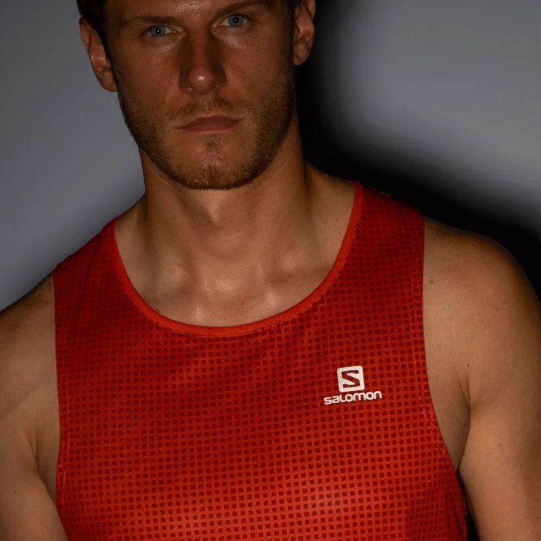 Salomon Sense Aero Singlet Men's Tanks Red | 219-PVLKYT