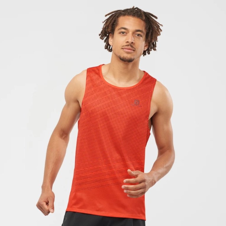 Salomon Sense Aero Singlet Men\'s Tanks Red | 219-PVLKYT