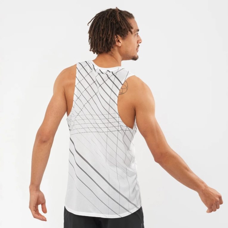 Salomon Sense Aero Singlet Men's Tanks White / Black | 356-HZIDXS