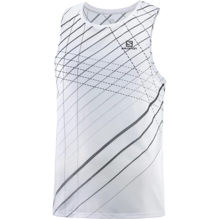 Salomon Sense Aero Singlet Men's Tanks White / Black | 356-HZIDXS