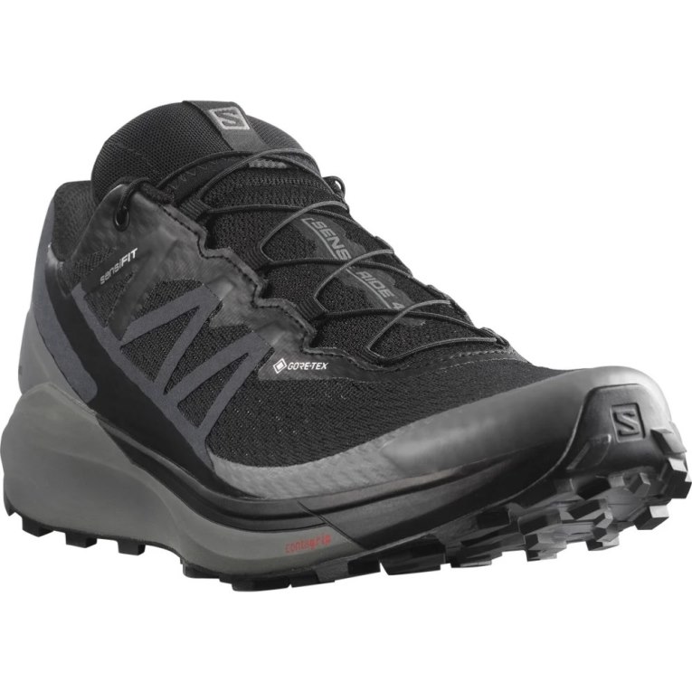 Salomon Sense Ride 4 GTX Invisible Fit Men's Trail Running Shoes Black | 107-JVYWIH