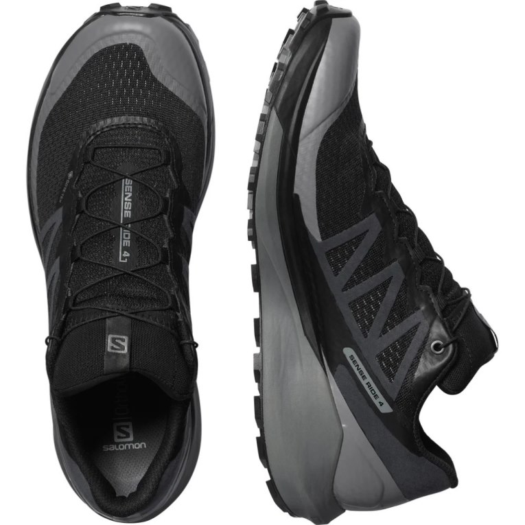 Salomon Sense Ride 4 GTX Invisible Fit Men's Trail Running Shoes Black | 107-JVYWIH