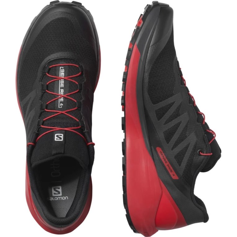 Salomon Sense Ride 4 Men's Trail Running Shoes Black / Red | 150-NTEKPW