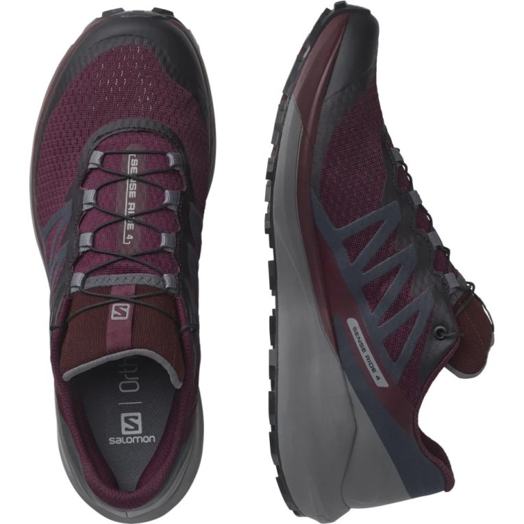 Salomon Sense Ride 4 Women's Trail Running Shoes Burgundy / Dark Grey | 389-XYTRVU