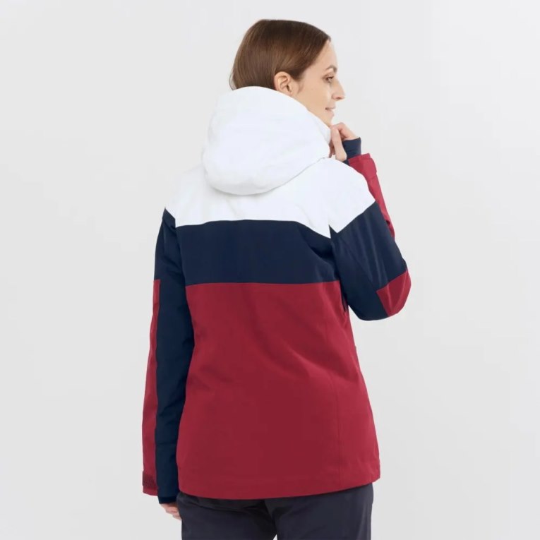 Salomon Slalom Insulated Hoodie Women's Ski Jackets White / Black / Red | 286-JKNLFX