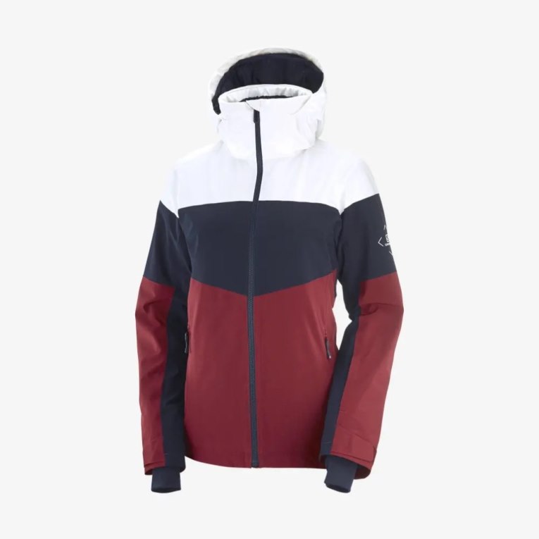 Salomon Slalom Insulated Hoodie Women's Ski Jackets White / Black / Red | 286-JKNLFX