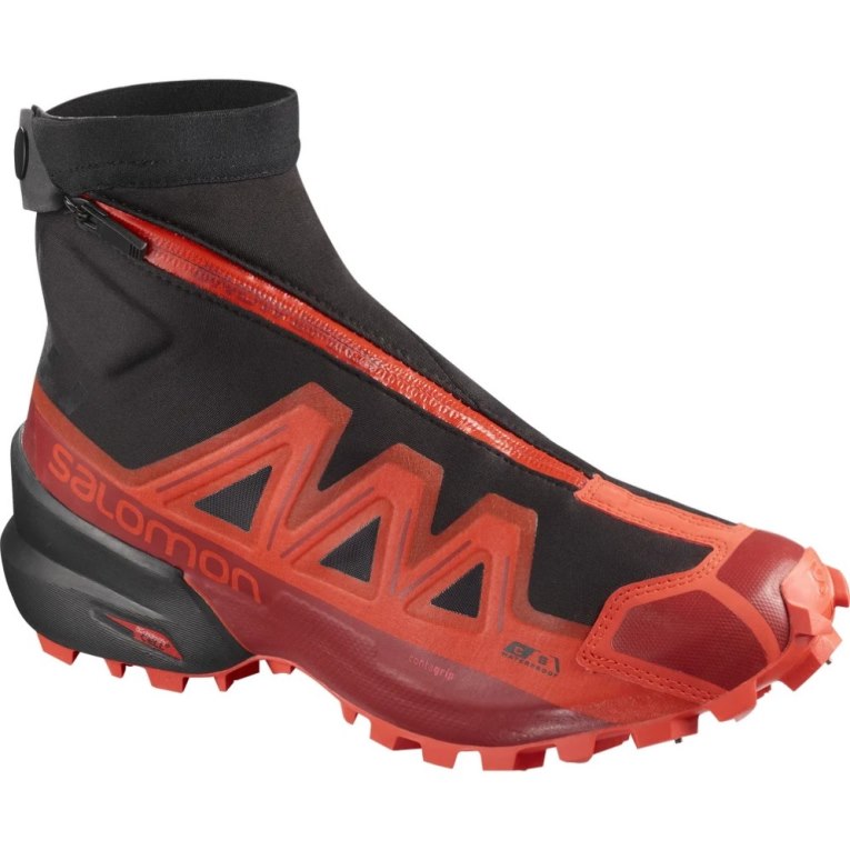 Salomon Snowspike CSWP Men\'s Trail Running Shoes Black / Red | 658-FRALIH