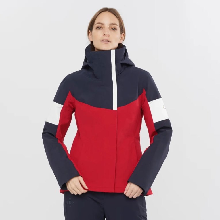 Salomon Speed Women\'s Insulated Jackets Red / Navy | 168-RFMEZS