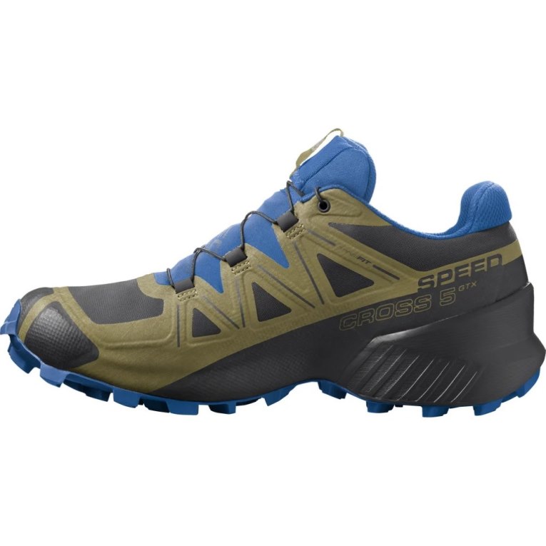 Salomon Speedcross 5 GTX Men's Trail Running Shoes Black / Blue / Olive | 625-JPKCOG