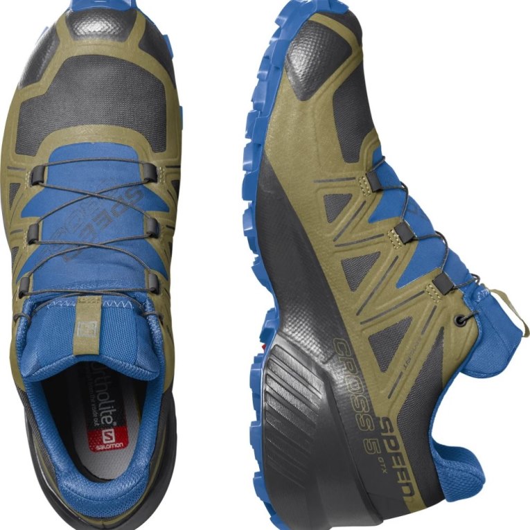 Salomon Speedcross 5 GTX Men's Trail Running Shoes Black / Blue / Olive | 625-JPKCOG