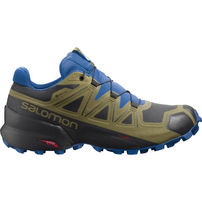 Salomon Speedcross 5 GTX Men\'s Trail Running Shoes Black / Blue / Olive | 625-JPKCOG