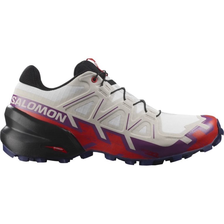 Salomon Speedcross 6 Women\'s Trail Running Shoes White / Red | 162-CHRBOL