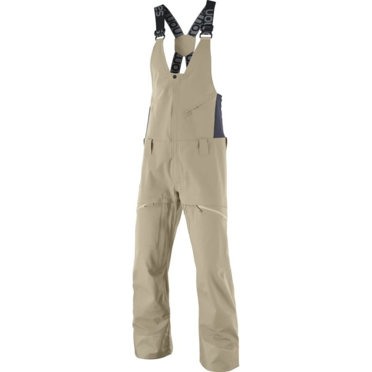 Salomon Stance 3L Bib Men's Ski Pants Khaki | 045-TENPCY