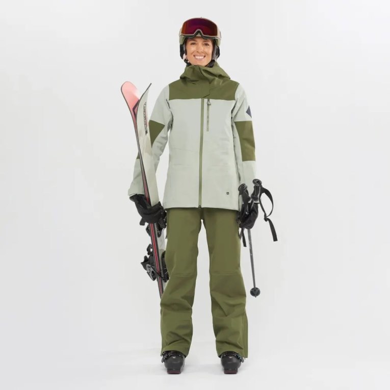 Salomon Stance 3L Women's Ski Jackets Mint / Olive | 436-FVPXZG