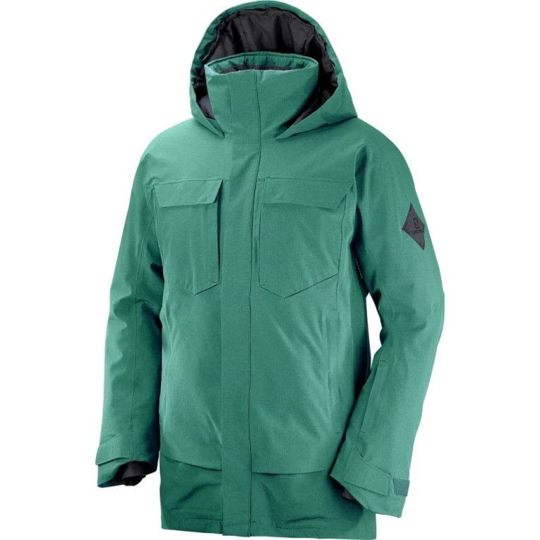 Salomon Stance Cargo Insulated Hooded Men's Ski Jackets Green | 157-VLXPRJ