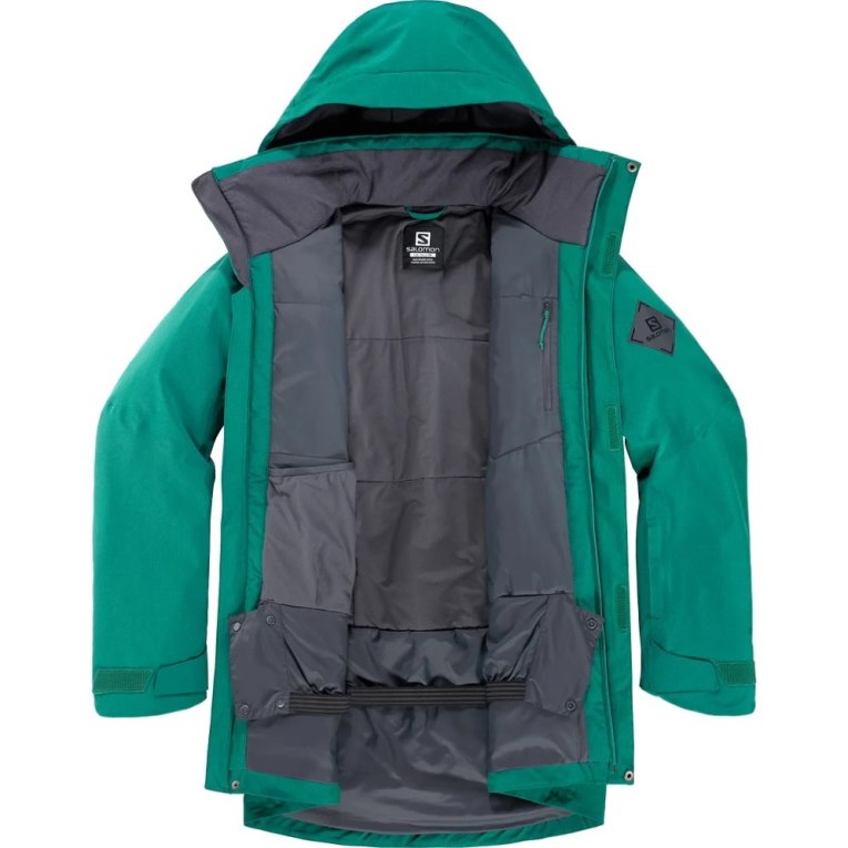 Salomon Stance Cargo Insulated Hooded Men's Ski Jackets Green | 157-VLXPRJ