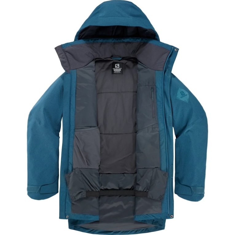 Salomon Stance Cargo Insulated Hooded Men's Ski Jackets Blue | 698-JEIZXS