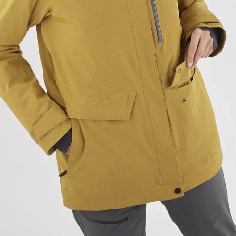 Salomon Stance Cargo Insulated Hooded Women's Ski Jackets Yellow | 376-VDTZAX