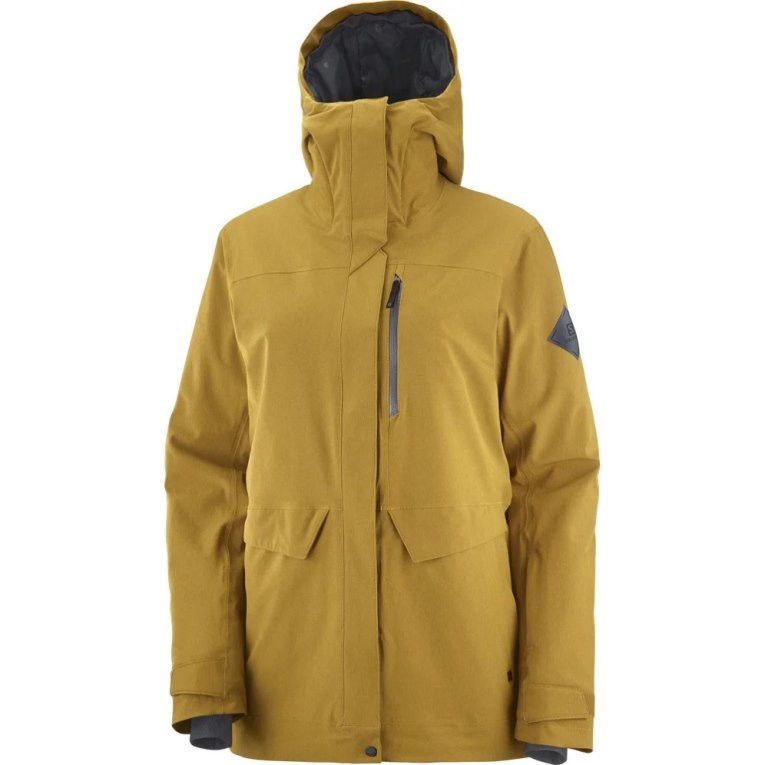 Salomon Stance Cargo Insulated Hooded Women's Ski Jackets Yellow | 376-VDTZAX