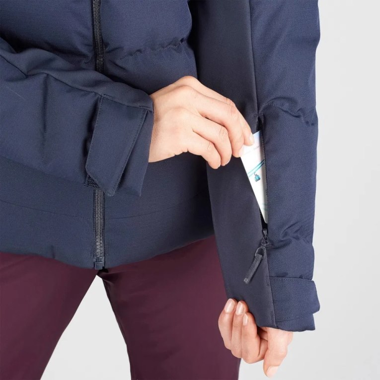 Salomon Stormcozy Insulated Hoodie Women's Ski Jackets Navy | 057-UAFJGP