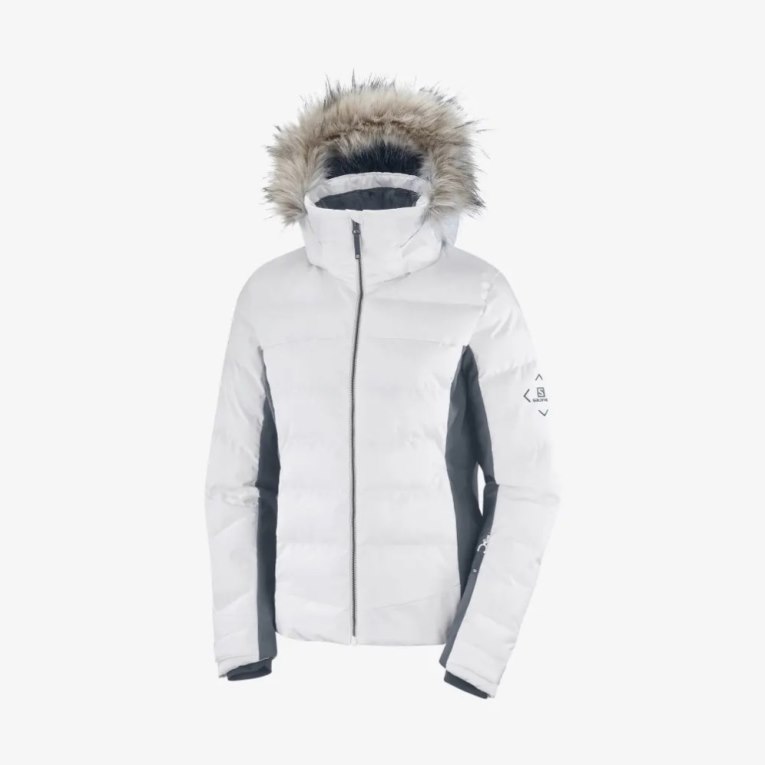 Salomon Stormcozy Insulated Hoodie Women's Ski Jackets White | 654-PWCVYJ