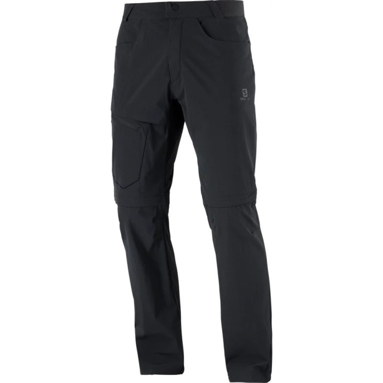 Salomon Wayfarer Zip Off Men's Sport Pants Black | 410-PBOZKV