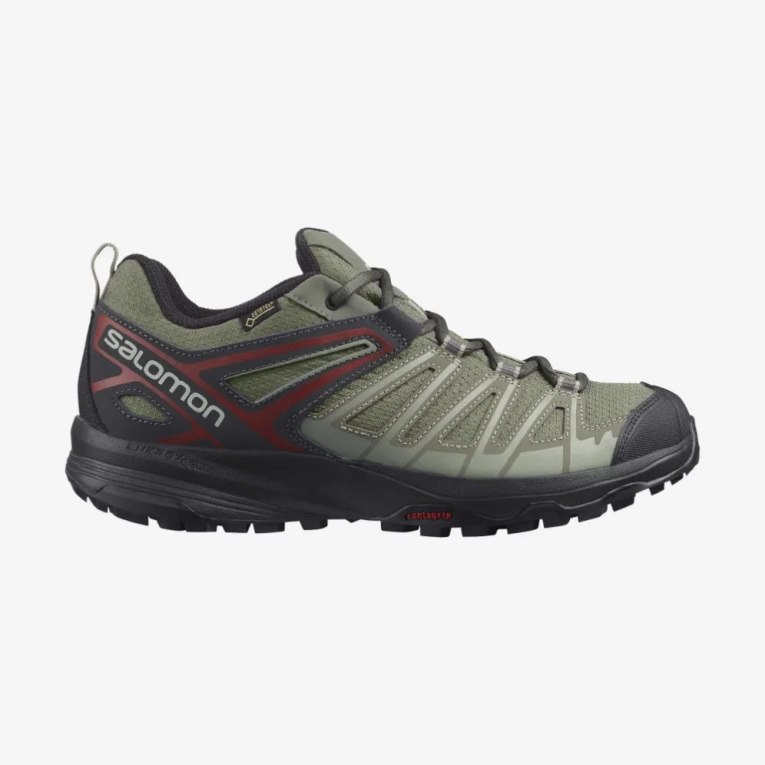 Salomon X Crest GTX Men\'s Hiking Shoes Olive | 597-DSQXZV