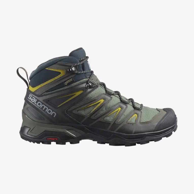 Salomon X Ultra 3 Mid GTX Men\'s Hiking Boots Olive | 201-ECBMVG