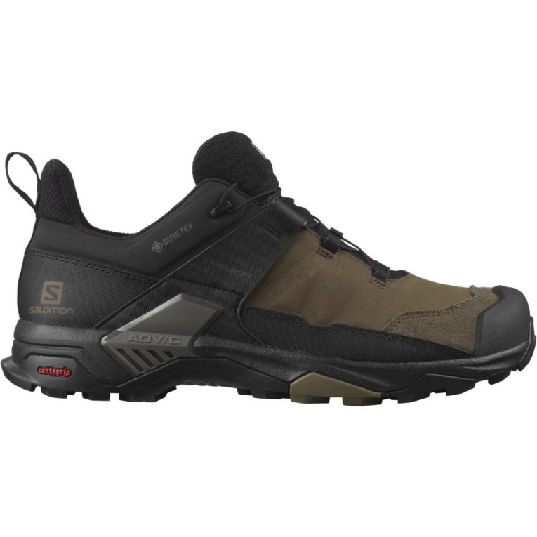 Salomon X Ultra 4 Leather GTX Men\'s Hiking Shoes Black / Olive | 809-XSOBIW