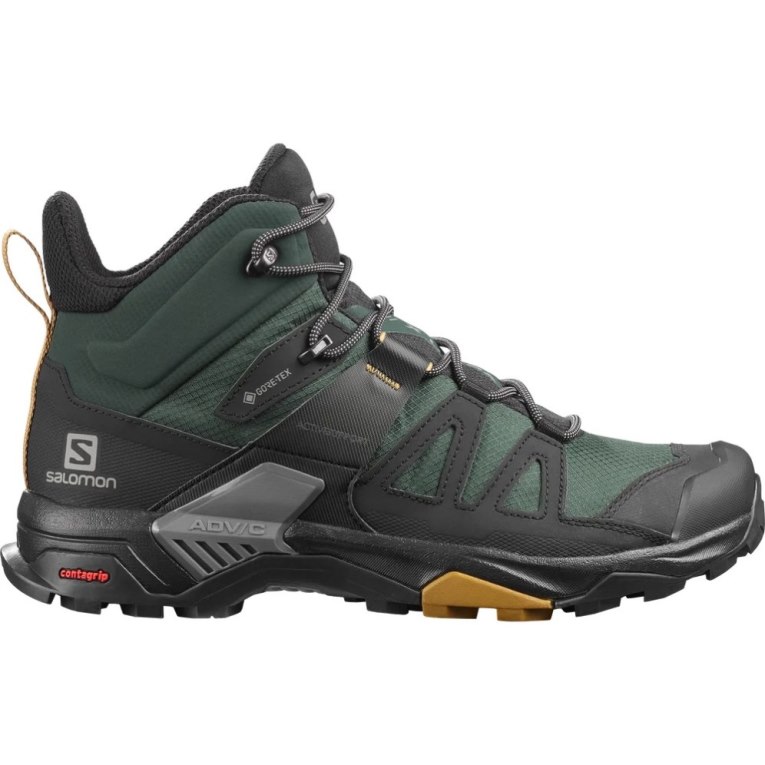 Salomon X Ultra 4 Mid GTX Men\'s Hiking Boots Green / Black | 312-OVIZQE