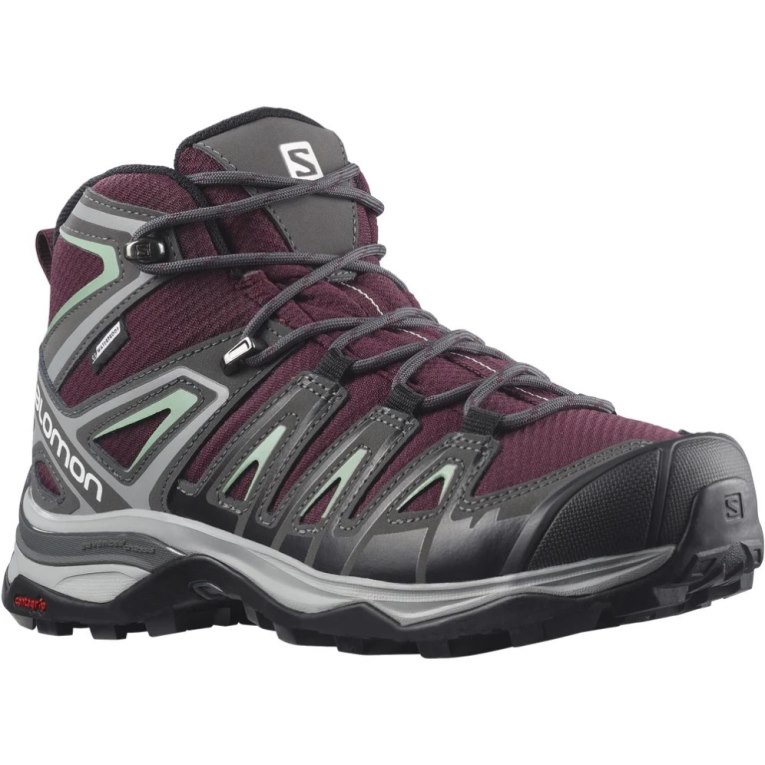 Salomon X Ultra Pioneer Mid CSWP Women's Hiking Boots Burgundy / Dark Grey | 643-WQTNAO