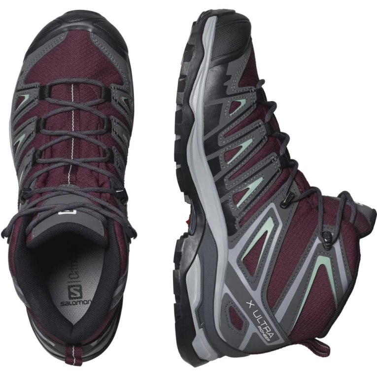 Salomon X Ultra Pioneer Mid CSWP Women's Hiking Boots Burgundy / Dark Grey | 643-WQTNAO