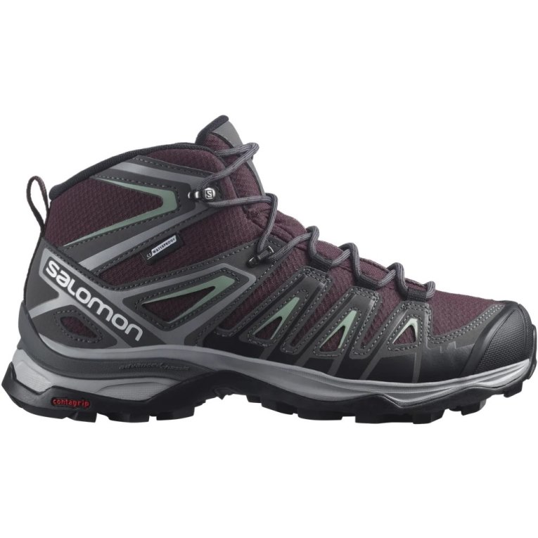 Salomon X Ultra Pioneer Mid CSWP Women\'s Hiking Boots Burgundy / Dark Grey | 643-WQTNAO