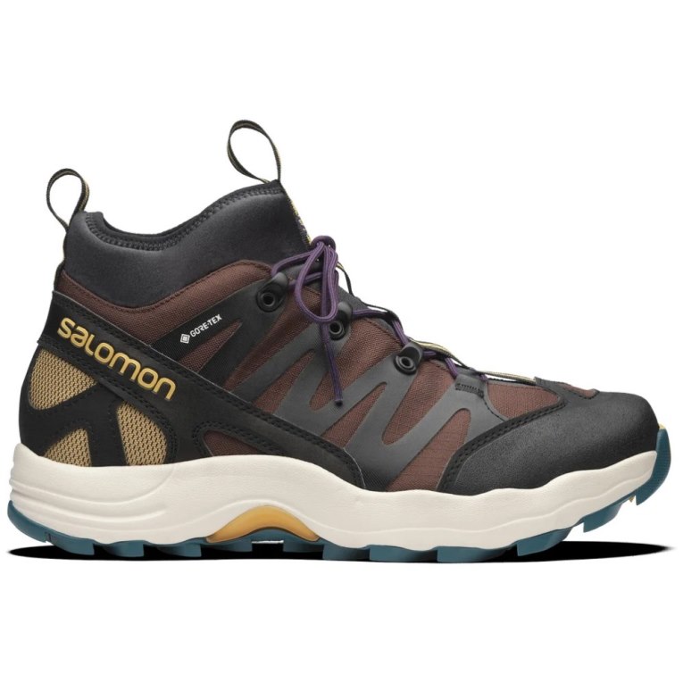 Salomon Xa Pro 1 Mid GTX Men\'s Sneakers Black / Chocolate / Turquoise | 432-IWPOXJ