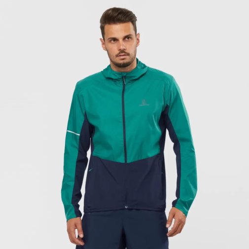 Salomon Agile Men's Windbreaker Green / Navy | 897-LPZRMJ