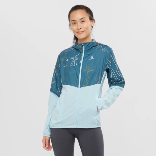 Salomon Agile Wind Women's Shell Jackets Turquoise | 924-IYNZMU