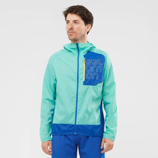 Salomon Bonatti Cross Men's Windbreaker Turquoise / Blue | 396-UFQIZN