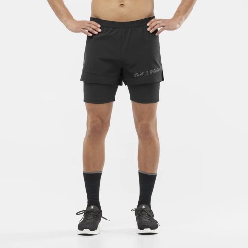 Salomon Cross 2in1 Men's Shorts Black | 079-AYGDNT