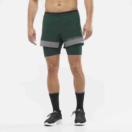 Salomon Cross 2in1 Men's Shorts Green | 635-WQOYJS