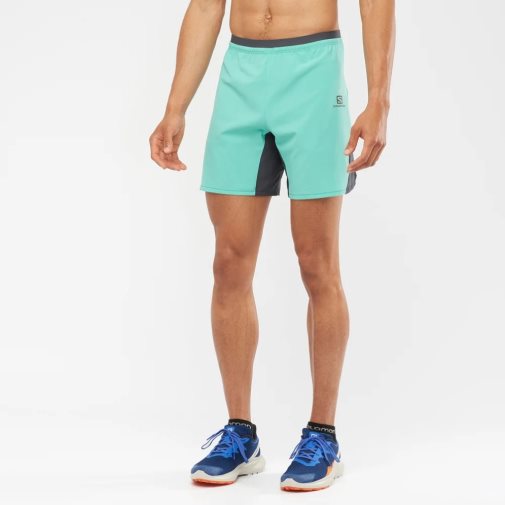 Salomon Cross 7'' No Liner Men's Shorts Turquoise | 762-VYUMSW