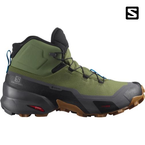 Salomon Cross Hike Mid GTX Men's Hiking Boots Olive | 174-PBSQOG