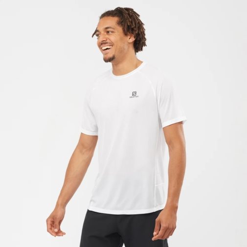 Salomon Cross Rebel Short Sleeve Men's T-Shirts White | 165-GQUJFK