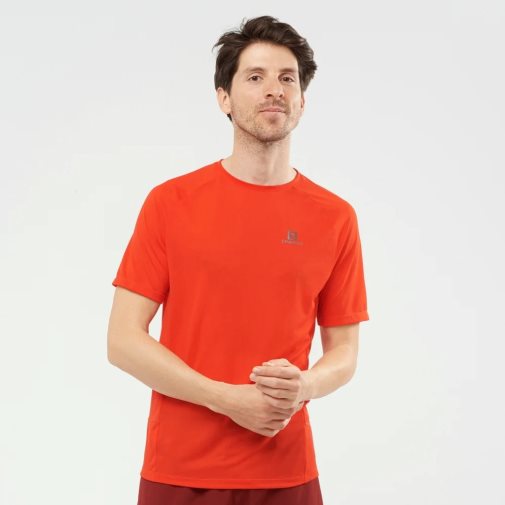 Salomon Cross Rebel Short Sleeve Men's T-Shirts Orange | 346-LEFAKI