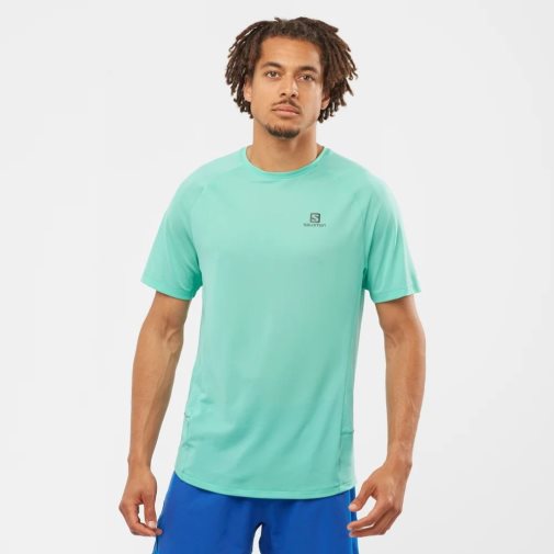 Salomon Cross Rebel Short Sleeve Men's T-Shirts Turquoise | 470-CDMAQB