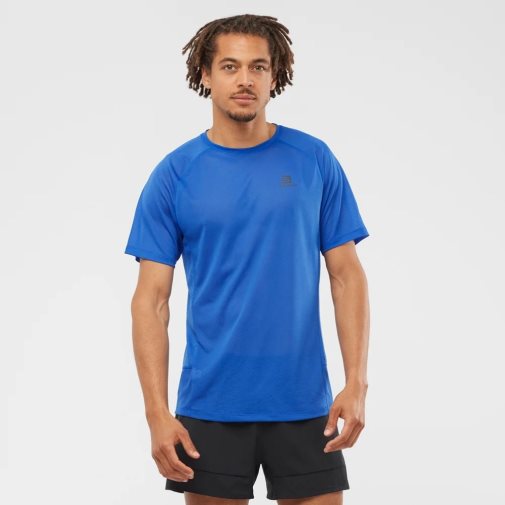 Salomon Cross Rebel Short Sleeve Men's T-Shirts Blue | 943-VTWRKS