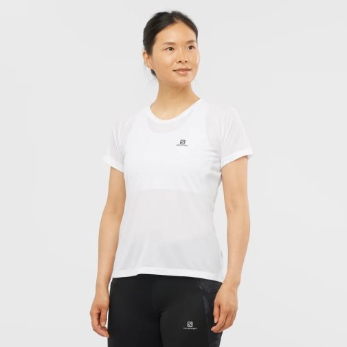 Salomon Cross Rebel Short Sleeve Women's T-Shirts White | 742-RZOXHF