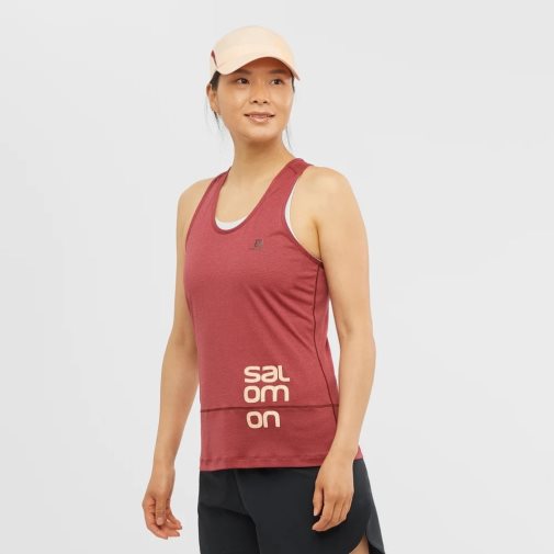 Salomon Cross Run Graphic Women's Tanks Red | 394-QKMDZR